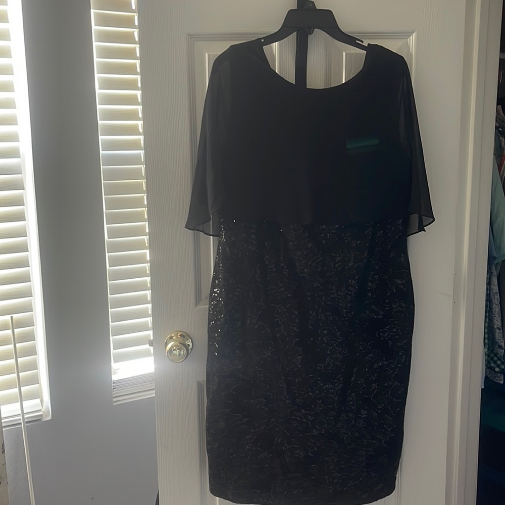Black Calvin Klein cocktail dress